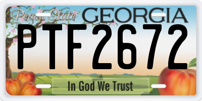 GA license plate PTF2672