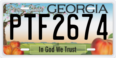GA license plate PTF2674