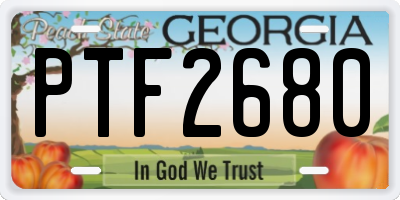 GA license plate PTF2680