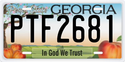 GA license plate PTF2681