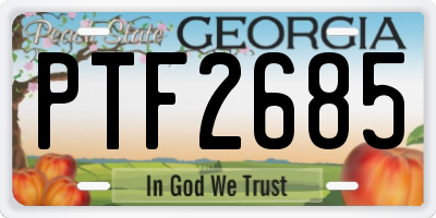 GA license plate PTF2685