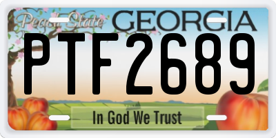 GA license plate PTF2689