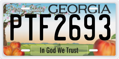 GA license plate PTF2693