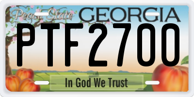 GA license plate PTF2700