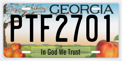 GA license plate PTF2701