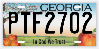 GA license plate PTF2702