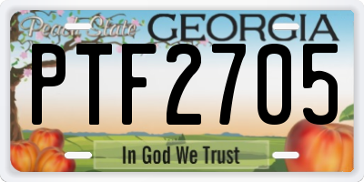 GA license plate PTF2705