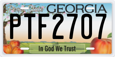 GA license plate PTF2707