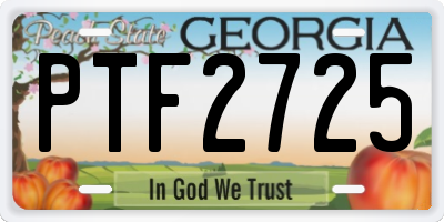 GA license plate PTF2725