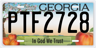 GA license plate PTF2728