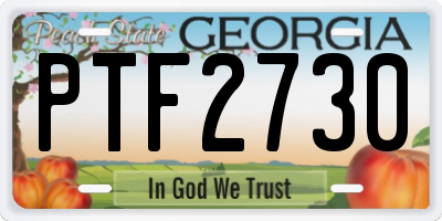GA license plate PTF2730
