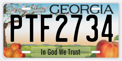 GA license plate PTF2734