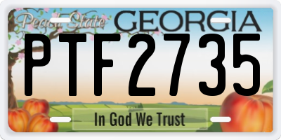 GA license plate PTF2735