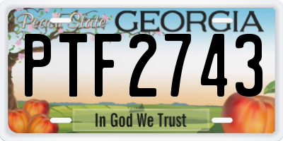 GA license plate PTF2743