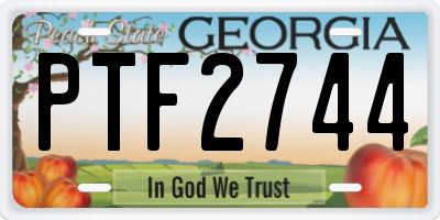 GA license plate PTF2744