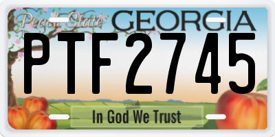 GA license plate PTF2745