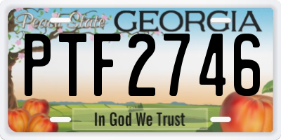 GA license plate PTF2746