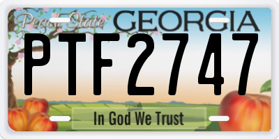 GA license plate PTF2747