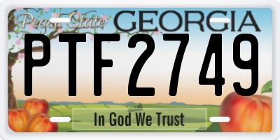 GA license plate PTF2749