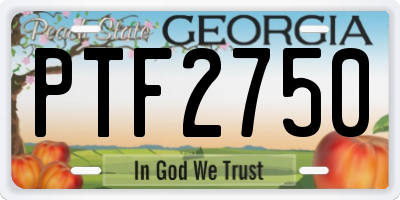 GA license plate PTF2750