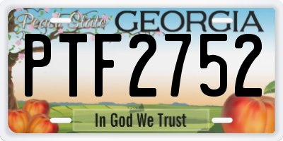GA license plate PTF2752