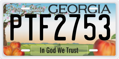 GA license plate PTF2753