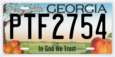 GA license plate PTF2754