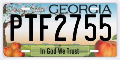 GA license plate PTF2755