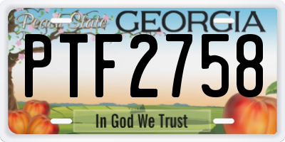 GA license plate PTF2758