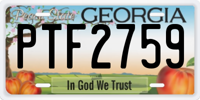 GA license plate PTF2759
