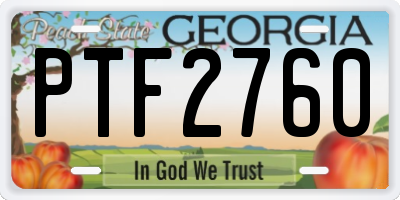 GA license plate PTF2760