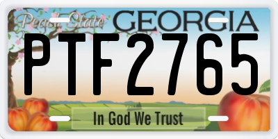 GA license plate PTF2765
