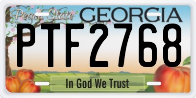 GA license plate PTF2768