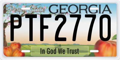 GA license plate PTF2770