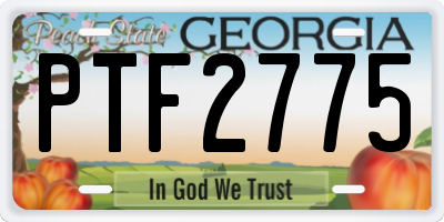 GA license plate PTF2775
