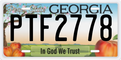 GA license plate PTF2778