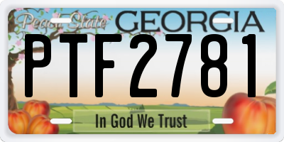 GA license plate PTF2781