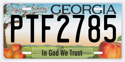 GA license plate PTF2785