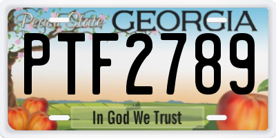 GA license plate PTF2789