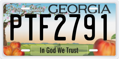 GA license plate PTF2791