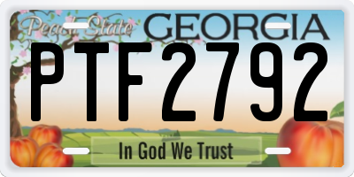 GA license plate PTF2792