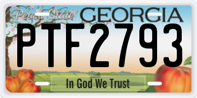 GA license plate PTF2793