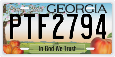 GA license plate PTF2794