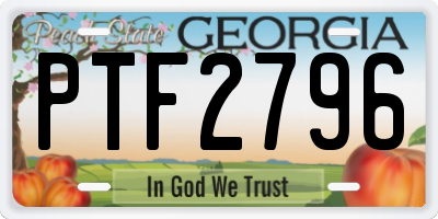 GA license plate PTF2796
