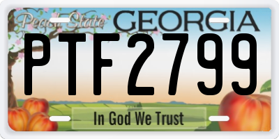 GA license plate PTF2799