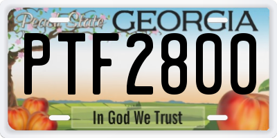 GA license plate PTF2800