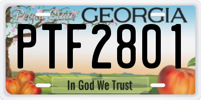 GA license plate PTF2801