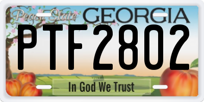 GA license plate PTF2802