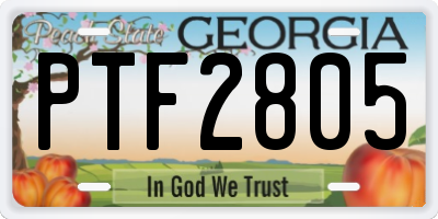 GA license plate PTF2805