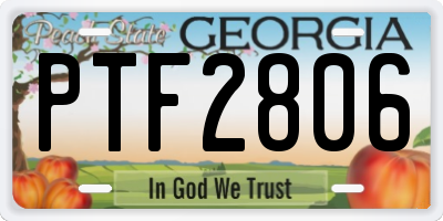 GA license plate PTF2806
